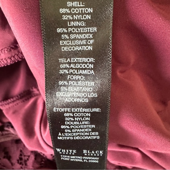 White House Black Market 4 Whimsygoth Cottagecore Burgundy Lace Grunge Dress - Picture 5 of 8